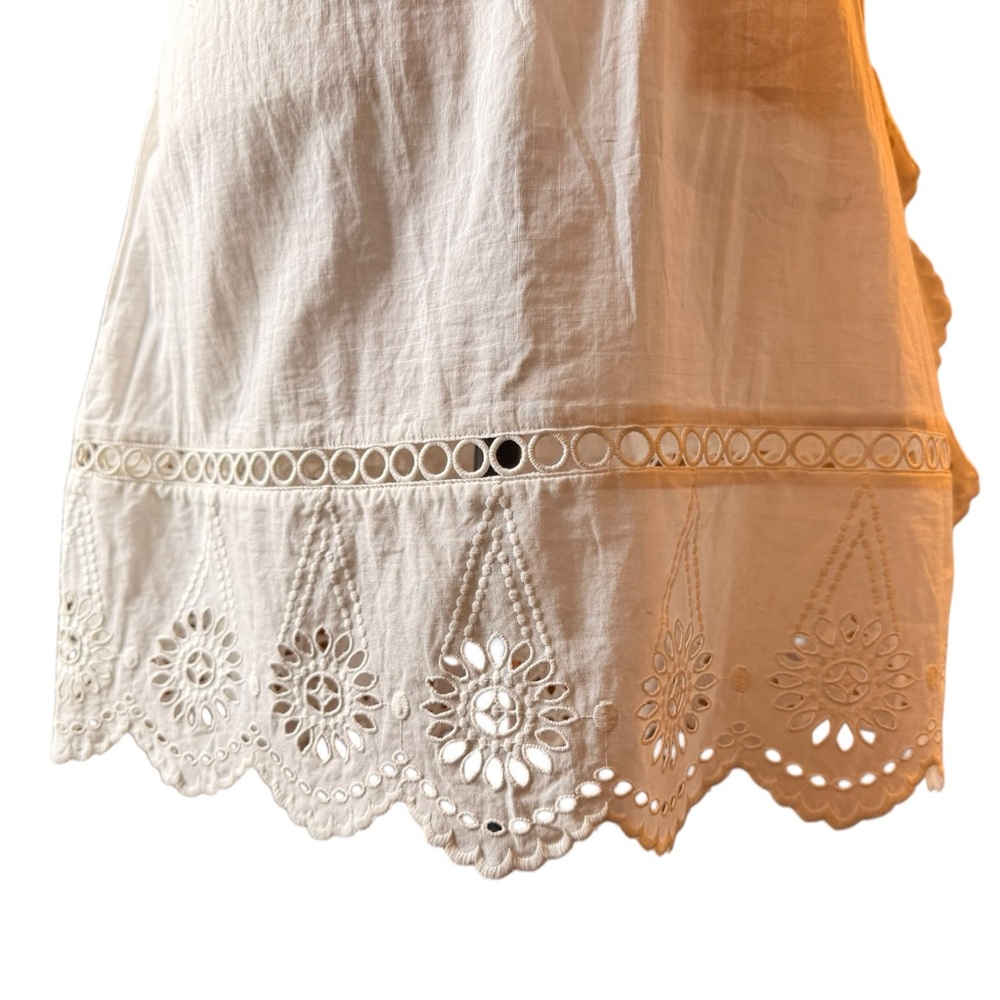 Zimmermann Ivory Eyelet Mini Dress Bateau Neck Scalloped Lace Size 1 (S) - Picture 9 of 14